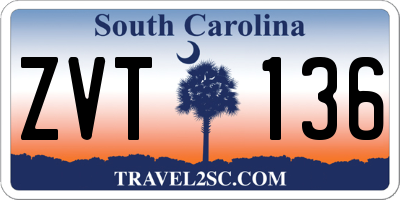 SC license plate ZVT136