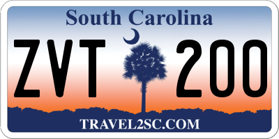 SC license plate ZVT200