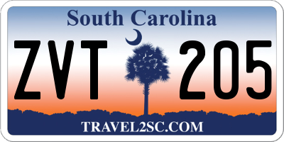 SC license plate ZVT205