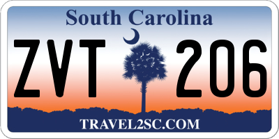 SC license plate ZVT206