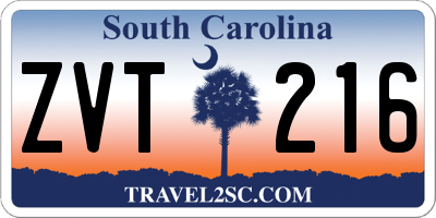 SC license plate ZVT216