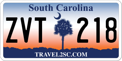 SC license plate ZVT218