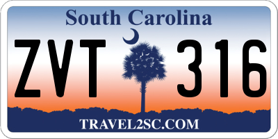 SC license plate ZVT316