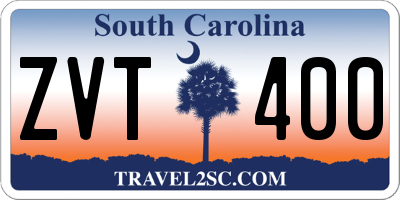 SC license plate ZVT400