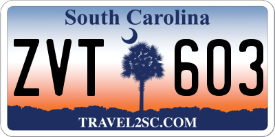 SC license plate ZVT603
