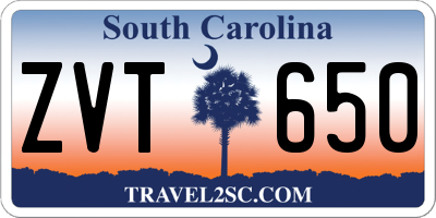 SC license plate ZVT650