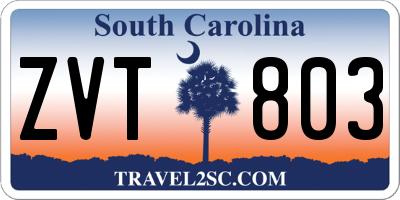 SC license plate ZVT803
