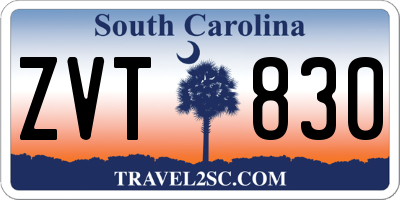 SC license plate ZVT830