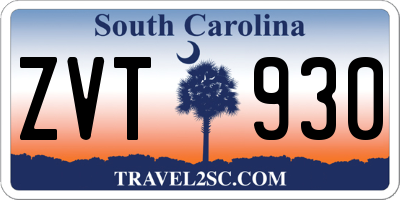 SC license plate ZVT930