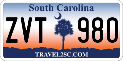 SC license plate ZVT980