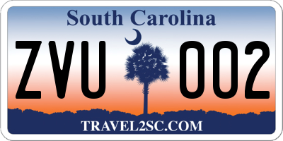 SC license plate ZVU002