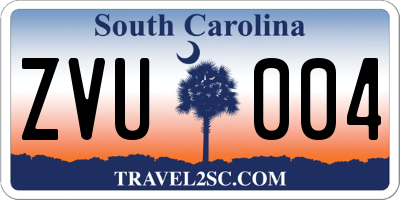 SC license plate ZVU004