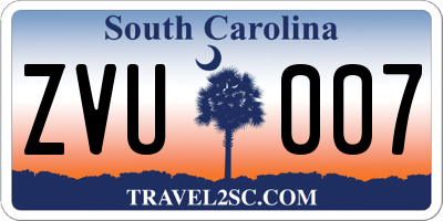 SC license plate ZVU007