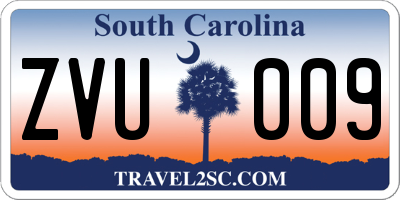 SC license plate ZVU009