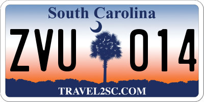 SC license plate ZVU014