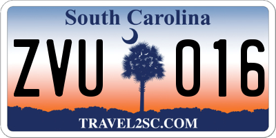 SC license plate ZVU016