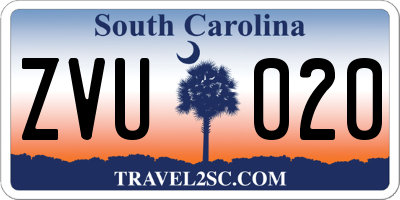 SC license plate ZVU020