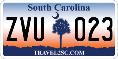 SC license plate ZVU023