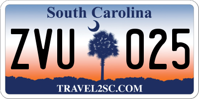 SC license plate ZVU025