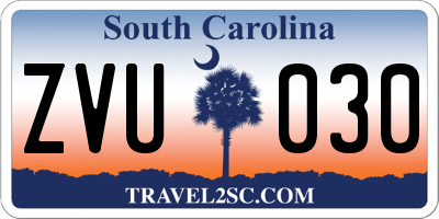 SC license plate ZVU030
