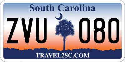 SC license plate ZVU080