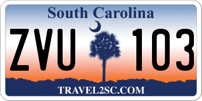 SC license plate ZVU103