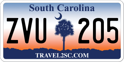 SC license plate ZVU205