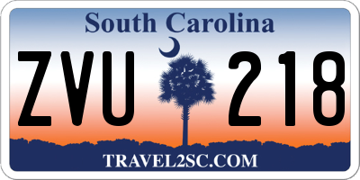 SC license plate ZVU218