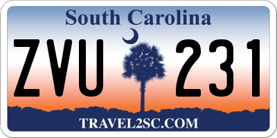 SC license plate ZVU231