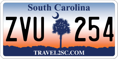 SC license plate ZVU254