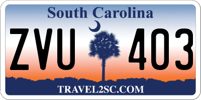 SC license plate ZVU403