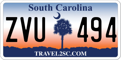 SC license plate ZVU494