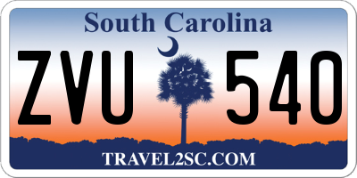 SC license plate ZVU540