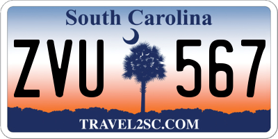 SC license plate ZVU567