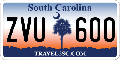 SC license plate ZVU600