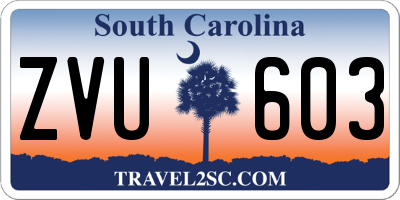 SC license plate ZVU603