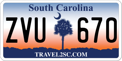 SC license plate ZVU670