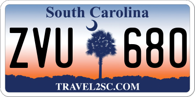 SC license plate ZVU680