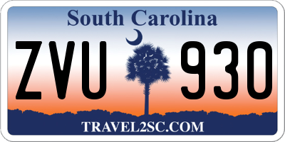 SC license plate ZVU930