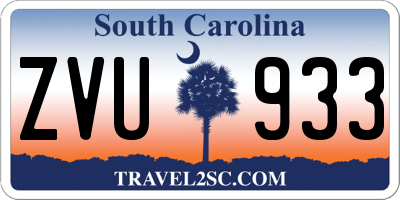 SC license plate ZVU933