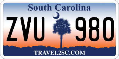 SC license plate ZVU980