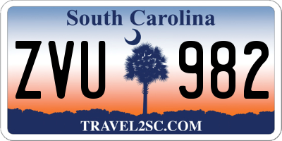 SC license plate ZVU982