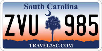 SC license plate ZVU985