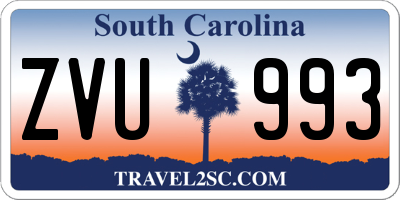SC license plate ZVU993