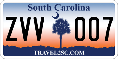 SC license plate ZVV007