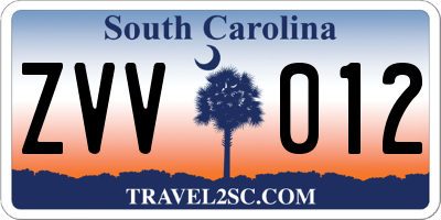 SC license plate ZVV012