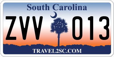 SC license plate ZVV013