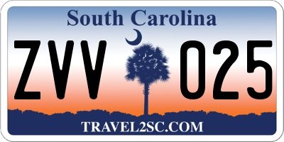 SC license plate ZVV025