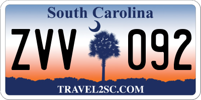 SC license plate ZVV092