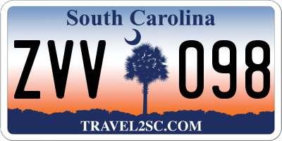 SC license plate ZVV098